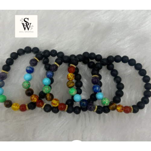 7 Chakra + lava Bracelet